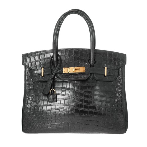Hermes Matte Niloticus Crocodile Birkin 30 Black