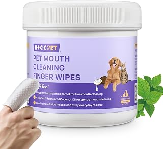 HICC PET Textured Finger Wipes for Dogs & Cats, Helps Clean Everyday Food Residue from Teeth, Routine Pet Mouth Cleaning