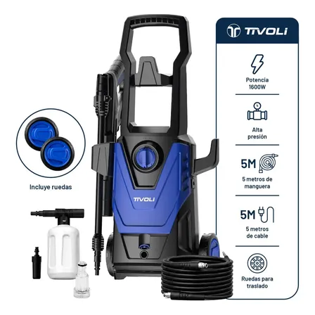 Hidrolavadora Alta Presi&oacute;n Tivoli 1600W 125 Bar Manguera 5m con Accesorios