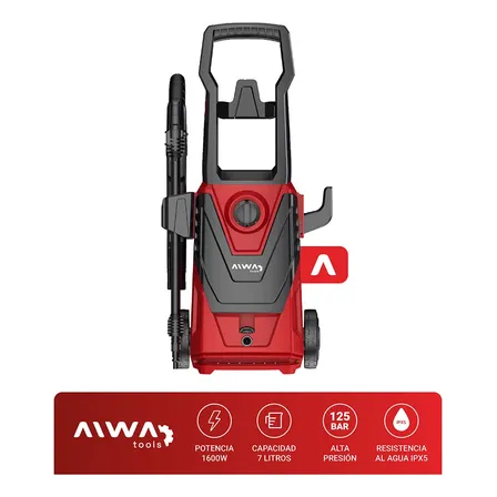 Hidrolavadora El&eacute;ctrica Aiwa 1600w 125 Bar De Presi&oacute;n Protecci&oacute;n Ipx5 Color Rojo/negro
