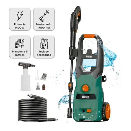 Hidrolavadora Electrica Gadnic 110 Bar 1600 PSI 220V Caudal 6,5L Min Motor Aluminio Manguera 5 Metros