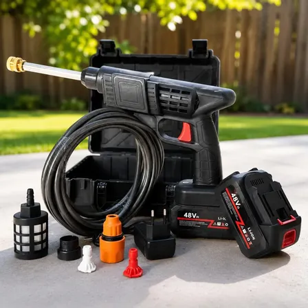 Hidrolavadora Inalambrica Portatil 2 Baterias Auto Jardin Ne Negro 50hz/60hz.
