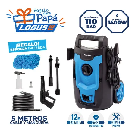 Hidrolavadora Logus 1400w 110 Bar Alta Presi&oacute;n Compacta Con Accesorios Azul/negro 50 Hz