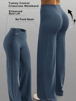 High Waist Solid Color Soft Summer Tummy Control Non-See Through Yoga Outdoor Casual Pants Sports  Flash Sale