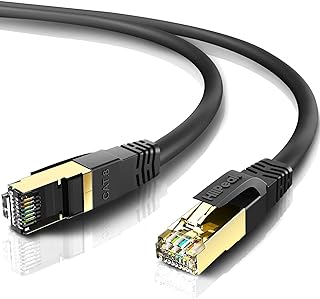 HiiPeak Cat8 Ethernet Cable 10FT, Indoor&Outdoor, Heavy Duty High Speed 26AWG Cat8 Network LAN Cable 2000Mhz, 40Gbps with Gold Plated RJ45 Connector Weatherproof S/FTP UV Resistant for Router, Modem