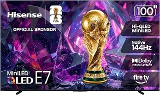 Hisense 100" E7 Cinema Series Hi-QLED Mini-LED 4K UHD Smart Fire TV (100E7SF, 2026 NEW) - Native 144Hz, AI Picture, Dolby Vision IQ &middot; Atmos, FALD, HDR10+ Adaptive, MEMC, Alexa+