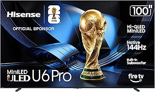Hisense 100" U6 Pro Series Mini‑LED ULED 4K UHD HDR Gaming AI Smart Fire TV (100U6SF Pro, 2026 New) &ndash; Hi-QLED, Native 144Hz, Motion Rate 480, Dolby Vision IQ &middot; Atmos, HDR10+, Glare-Free, Alexa+