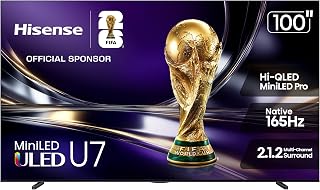Hisense 100" U7 Mini-LED ULED 4K UHD Best Premium Gaming Smart Google TV (100U7SG, 2026 New) - Hi-QLED, Native 165Hz, VRR 288, High Brightness, HDR10+, Dolby Vision IQ&middot;Atmos, IMAX Enhanced, 2.1.2 Ch