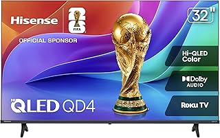 Hisense 32-Inch Class QD4SR Series Hi-QLED HD Smart Roku TV (32QD4HSR, 2026 Model) &ndash; Hi-QLED Color, Dolby Audio, Compatible with Alexa, Full Array LED, Slim Bezel Design