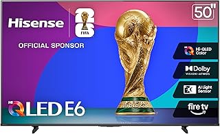 Hisense 50" E6 Cinema Series Hi-QLED 4K UHD Smart Fire TV (50E6QF) - AI Light Sensor, Dolby Vision &middot; Atmos, Voice Remote with Alexa, Motion Rate 120, HDR 10+ Adaptive, Game Mode Plus