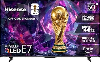 Hisense 50" E7 Cinema Series Hi-QLED Mini-LED 4K UHD Smart Fire TV (50E7SF, 2026 NEW) - Native 144Hz, AI Picture, Dolby Vision IQ &middot; Atmos, FALD, MEMC, HDR10+ Adaptive, Alexa+