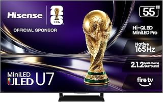 Hisense 55" U7 Mini-LED ULED 4K UHD Best Premium Gaming HDR Smart Fire TV (55U7SF, 2026 New) - Hi-QLED, Native 165Hz, VRR 330, Dolby Vision IQ &middot; Atmos, IMAX Enhanced, Anti-Reflection, 2.1.2 Ch, Alexa+