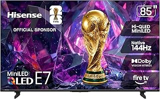 Hisense 85" E7 Cinema Series Hi-QLED Mini-LED 4K UHD Smart Fire TV (85E7SF, 2026 NEW) - Native 144Hz, AI Picture, Dolby Vision IQ &middot; Atmos, FALD, HDR10+ Adaptive, MEMC, Alexa+