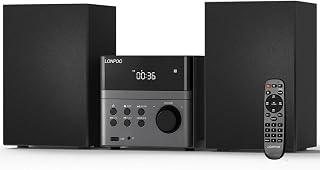 Home CD Stereo Shelf System, 30W Micro HiFi System (with CD Player, FM Radio, Bluetooth 5.3, USB Playback, AUX-in, Headphone Jack, Remote Control, DSP-Tech