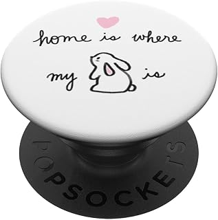 'Home is Where My Bunny is' Cute Bunny Rabbit & Pink Heart PopSockets Adhesive PopGrip
