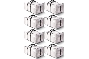 HOMESURE Supports 200lbs Heavy Duty Moving Bags - Strong Zipper & Wrap-Around Handles - Water-Resistant Storage Totes, Durable Alternative to Moving Boxes - 8 Pack - Semi-Transparent
