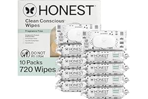 The Honest Company Baby Wipes for Sensitive Skin, Hypoallergenic, Fragrance-Free, Multi-Use, Pattern Play Design, 720 Count (10 Packs of 72)