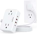 HOPOW Flat Plug Extension Cord, 4AC&2A2C, 3 FT Power Strip for Travel
