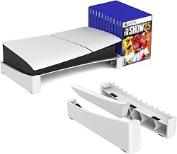 Horizontal Stand,PS5 Slim/Pro Stand with 12 Game Disc Holder - Horizontal Base for PS5 Slim/Pro Disc & Digital Consoles