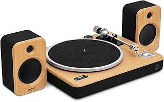 House of Marley Stir It Up Wireless 2 Turntable with Speakers - Sustainably Made Bluetooth Record Player & 10W Bookshelf Speakers, Easy Set Up Vinyl Player with an Audio Technica Cartridge, Bamboo