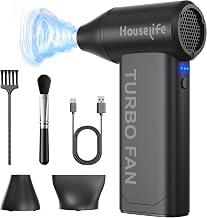 Houselife Compressed Air Duster for Computers - 150,000 RPM Brushless Motor Mini Blower, Small Hand Held Blower & Reusable Canned Air Alternative for PC, Keyboard Cleaning (0.66 lbs)