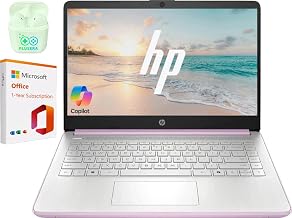 HP 14" Business Laptop Computer with 1-Year Office 365, Intel Quad-Core N150 Processor, 4GB RAM 128GB UFS, Windows 11 Home, PLUSERA Earphones, Honey Lavender