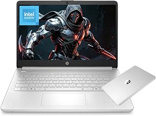 HP 14 Inch Laptop Computer, Intel Celeron N4500, 4GB RAM, 64GB eMMC, Windows 11, Snowflake White, Portable Notebook for Students, Home Office, Online Classes and Everyday Browsing