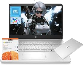 HP 14" Laptop, Intel N150 Processor (Beat i3) 4GB RAM 128GB UFS Storage, 1-Year Office 365 Copilot AI Win11 WiFi6 Computer for Designer Business Student Work