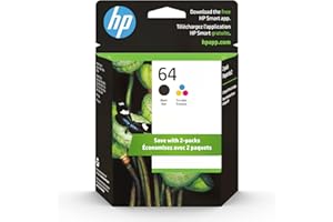 HP 64 Black & Tri-Color Ink Cartridges Printers (Combo Pack) | Works with Printer Series: Inspire 7950e; Envy Photo 6200, 7100, 7800; Tango | Eligible for Instant Ink | X4D92AN