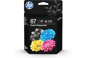 HP 67 Black/Tri-Color Ink Cartridges (2-Pack) | Works with DeskJet 1255, 2700, 4100, Envy 6000, 6400 | Instant Ink Eligible | 3YP29AN | Packaging May Vary