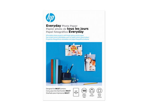 HP Everyday Glossy Photo Paper | 100 Sheets | 4 x 6 in | CR759A
