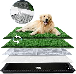 HQ4US Dog Grass Pad with Tray Odor Control Grass Pee Pad for Dog Litter Box