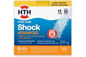 HTH 52037R Pool Care Shock Advanced, Swimming Pool Chemical - Cal Hypo Formula, Prevents Bacteria & Algae, Restores Crystal Clear Water - Shock Treatment, 1lb (12 Pack)