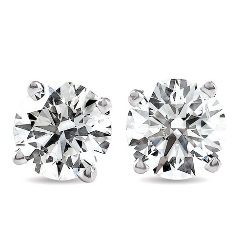 Huge 3 CT TW. Round Lab Grown Diamond Screw Back Studs 14K White Gold