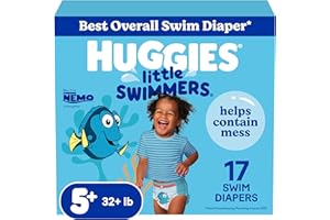 Huggies Little Swimmers Disposable Swim Diapers, Size 5-6 (32+ lbs), 17 Ct
