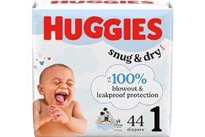 Huggies Size 1 Diapers, Snug & Dry Newborn Diapers, Size 1 (8-14 lbs), 44 Count, Packaging May Vary