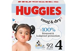 Huggies Size 4 Diapers, Snug & Dry Baby Diapers, Size 4 (22-37 lbs), 92 Count, Packaging May Vary