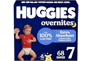 Huggies Size 7 Overnites Baby Diapers: Overnight Diapers, Size 7 (41+ lbs), 68 Ct (2 Packs of 34), Packaging May Vary