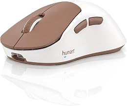 hunart H6 49g Wireless Mouse, Bluetooth & 2.4GHz, Rechargeable, Grey | Silent Clicks, Two Ways to Connect, USB-C Charging, Lightweight Right-Hand Ergonomic Comfort, for Laptop, MacBook, Computer