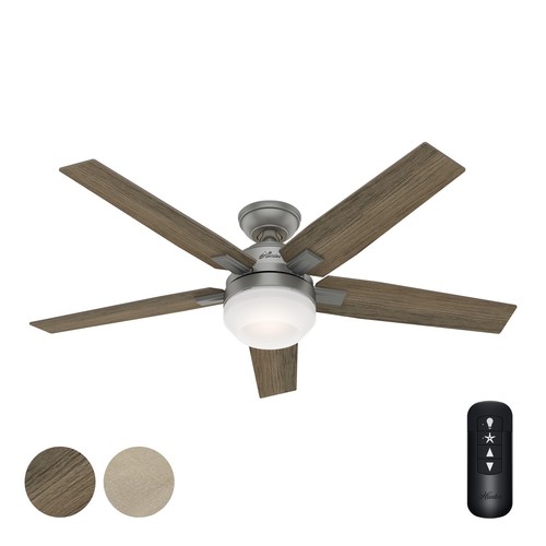 Hunter Fan 52inch in Matte Silver Indoor Ceiling Fan with Light and Remote