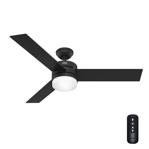 Hunter Fan 54 in Matte Black Outdoor Ceiling Fan with Light and Remote Control