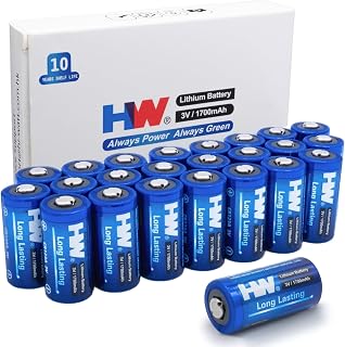 HW CR123A 3V Lithium Battery, [24-Pack] 1700mAh High Capacity CR17345, 3 Volt 123 Batteries for Fire Alarm/Range Finder/Camera/Smoke Alarm/Detector/Flashlight,etc. (Non-Rechargeable)