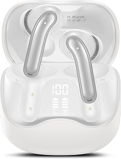 Hybrid Active Noise Canceling Wireless Earbuds, 6 Mics ENC Clear Call Ear Buds, Hi-Res Audio Deep Bass Bluetooth 5.4 Headphones, 48H Playtime, IP7, 8 EQ Modes, Multipoint Connection (White)