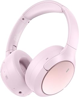 Hybrid ANC Wireless Over-Ear Headphones, 100H Playtime, Hi-Res Audio, Bluetooth 6.0, Multi-Mode Noise Cancellation, Comfort Fit, iOS & Android Compatible, Foldable Design, Travel-Friendly (Pink)