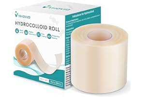 Hydrocolloid Roll for Wound Care, Hydrocolloid Patch Bandages with Self-Adhesive, Bed Sore Bandages, Highly Absorbent & Waterproof for Burn, Blister, Acne Care, First Aid Kit Essential (2in x 12ft)