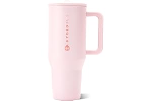 HydroJug Traveler 40oz, Insulated Tumbler with Handle & Straw, Pink Sand