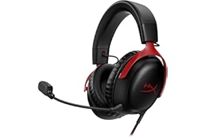 HyperX Cloud III &ndash; Wired Gaming Headset, PC, PS5, Xbox Series X|S, Angled 53mm Drivers, Spatial Audio, Memory Foam, Durable Frame, Ultra-Clear 10mm Mic, USB-C, USB-A, 3.5mm &ndash; Black/Red