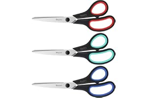 iBayam 3-Pack 8" Heavy Duty Scissors with Ultra Sharp Blades and Comfort Grip Handles - For Office, Home, School, Sewing, and Crafts