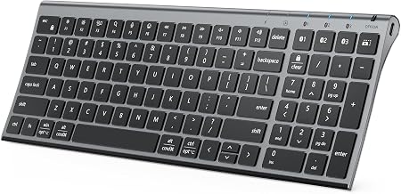 iClever BK10 SE Bluetooth Keyboard for Mac, Full-Size Layout, Graphite | 3-Device Bluetooth Switching, Ultra-Slim, Quiet Typing, Numeric Keypad, Rechargeable, Wireless Keyboard for Mac and Windows