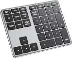 iClever Bluetooth Number Pad, Aluminum 34-Key Wireless Numeric Keypad, Rechargeable Numpad for Data Entry and Accounting, Compatible with MacBook, MacBook Air/Pro, iMac, Laptop, Surface Pro and PC